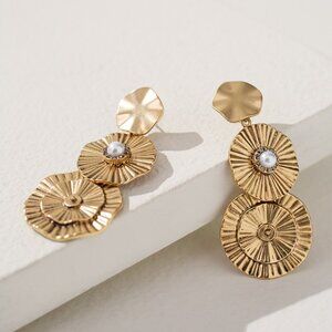 NWT | Chicos Faux Pearl Gold Earrings